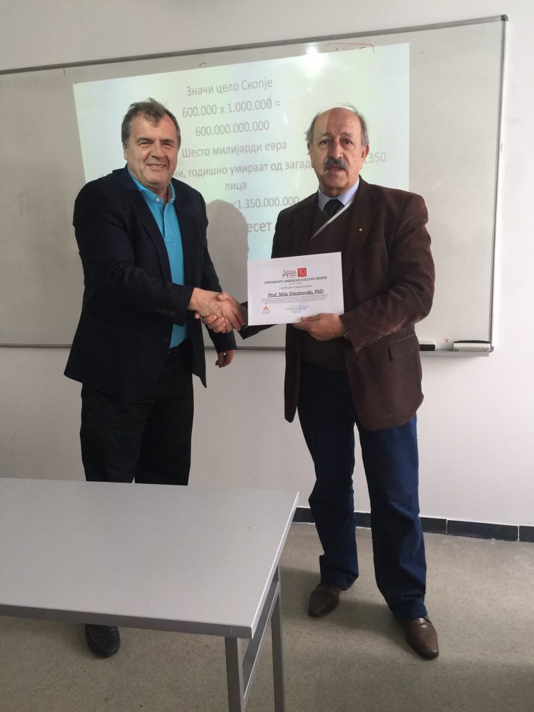 The President of the Chamber of Certified Architects and Certified Engineers of RM as a guest lecturer at UACS SBEM