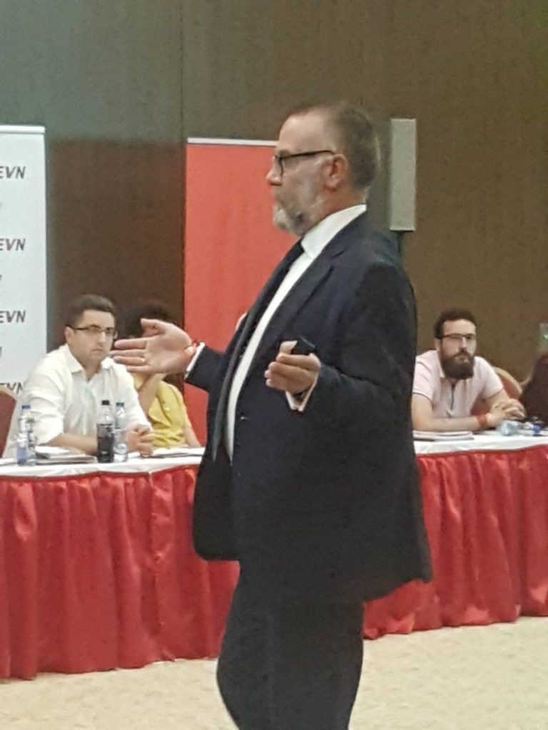 Prof. Luca Gnan lecturing at the Young Leaders School by President Ivanov