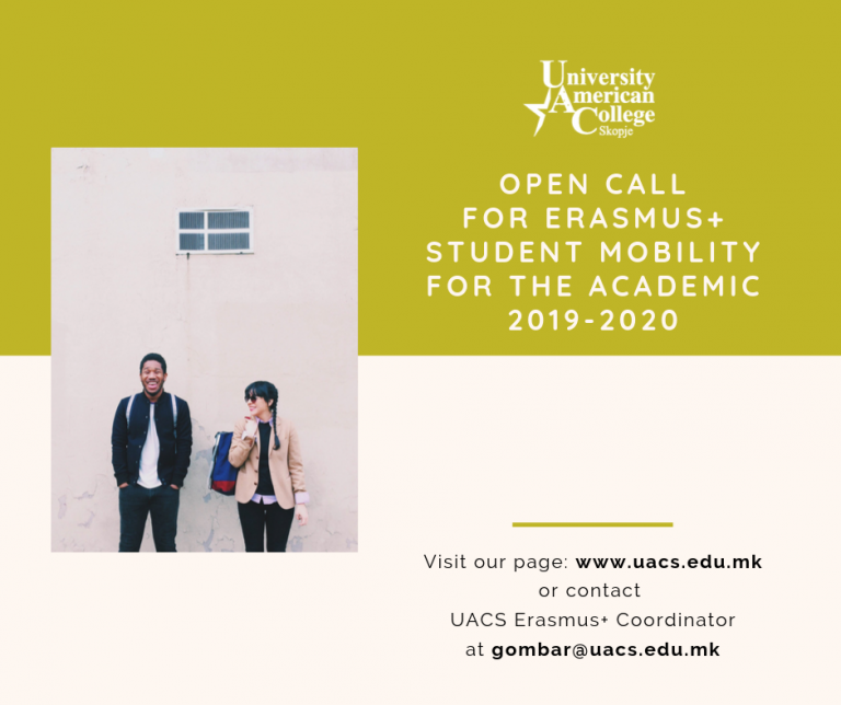 Open call for Erasmus+ Student Mobility for the academic 2019-2020