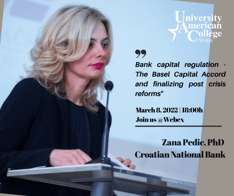 Zana Pedic, PhD, from the Croatian National Bank, guest lecture at UACS