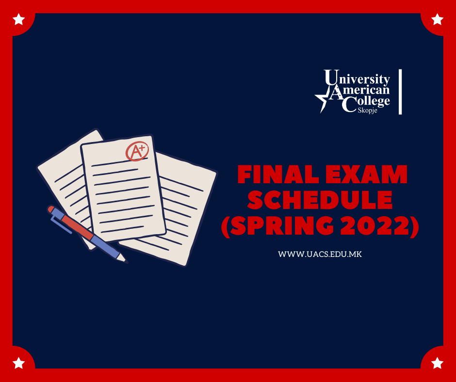 Final Exam SCHEDULE (Spring 2022)