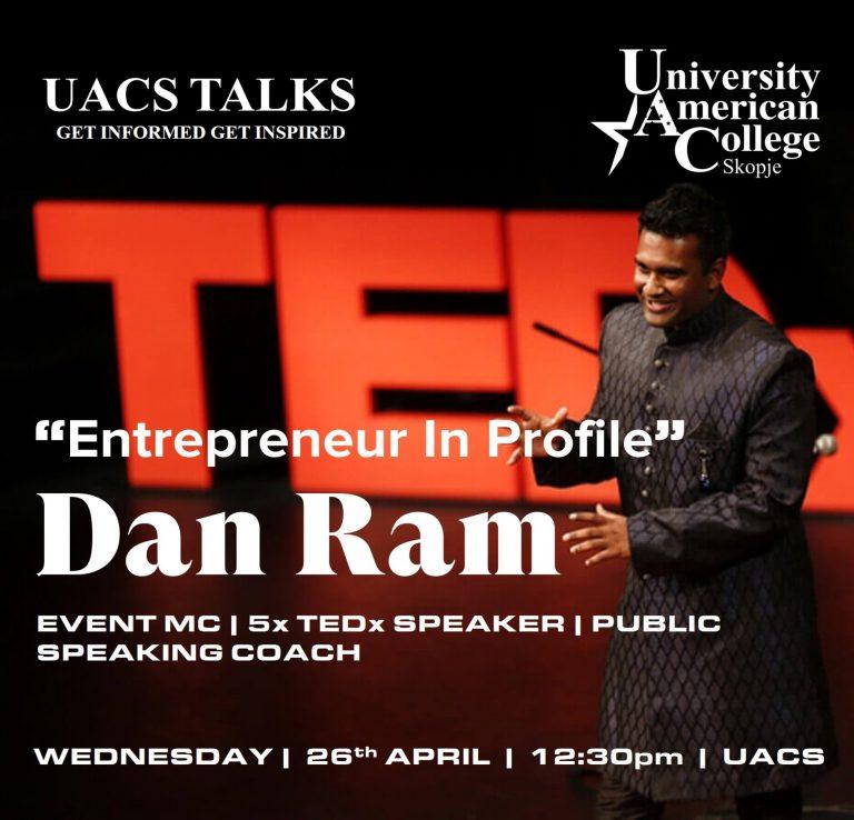 UACS Talks (26.04.): Lecture by Dan Ram at University American College Skopje