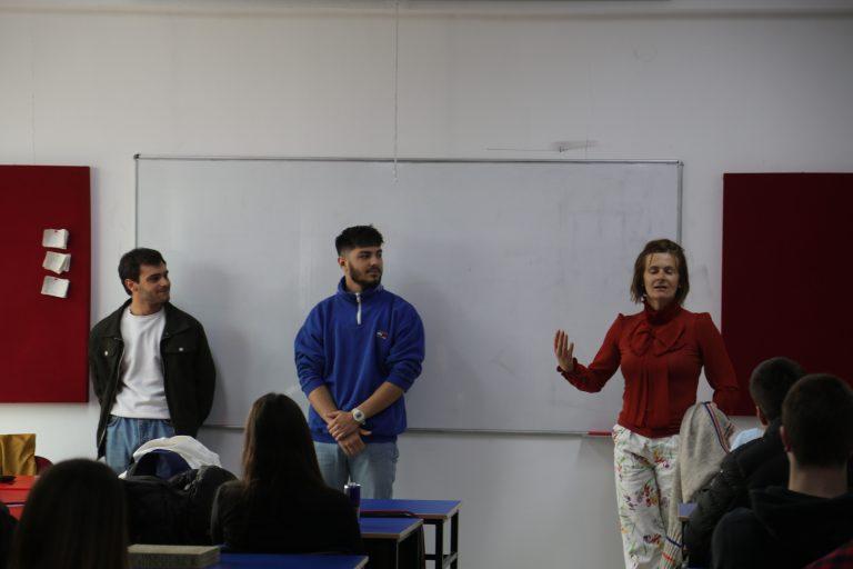 Student lecture on Circular Economy at AHSS, part of a class by Prof. Elena Bundalevska.