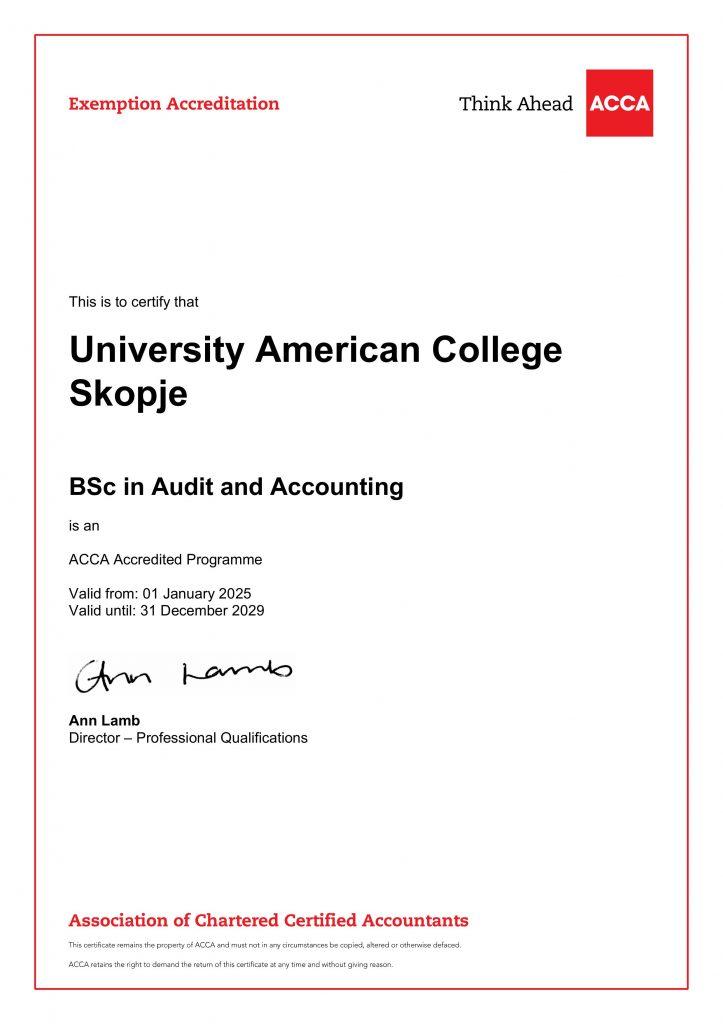 BSc in Audit and Accounting - Exemptions Certificate (1)