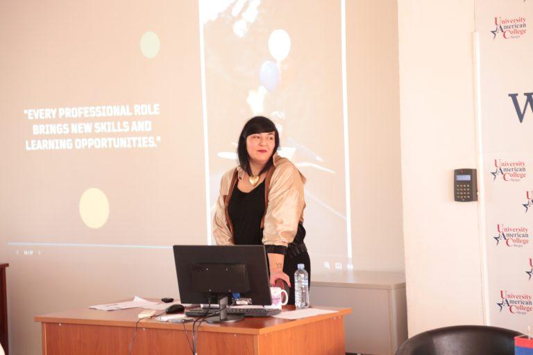 Guest lecture by Ms. Sonja Ismail, a celebrated DJ and the Project Manager in the Youth Cultural Center (MKC) at the Career Development Class instructed by Prof. Sandra Grujevska